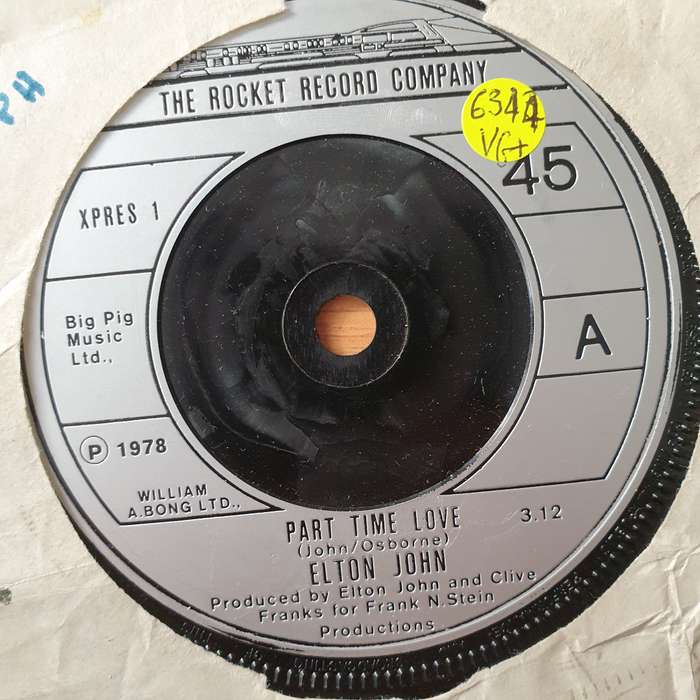 Elton John  Part Time Love - Vinyl 7" Record - Very-Good+ Quality (VG+) (verygoodplus7)