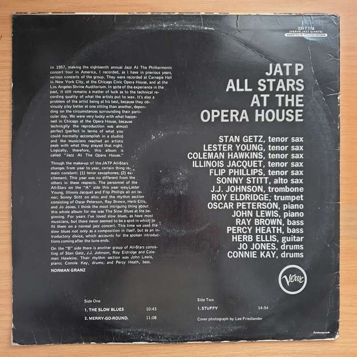 JATP All Stars  The Jatp All-Stars At The Opera House - Vinyl LP Record - Very-Good+ Quality (...
