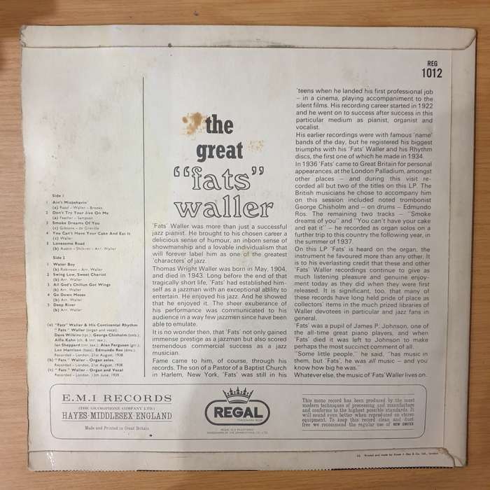 Fats Waller  The Great "Fats" Waller - Vinyl LP Record - Very-Good+ Quality (VG+) (verygoodplus)