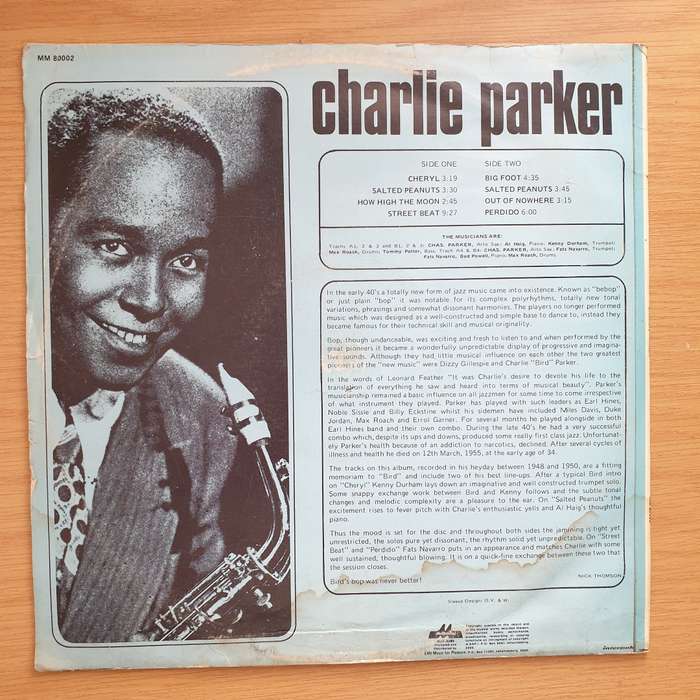 Charlie Parker  Charlie Parker  Vinyl LP Record - Very-Good+ Quality (VG+) (verygoodplus)