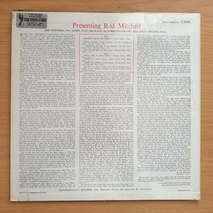 Red Mitchell  Presenting Red Mitchell - Vinyl LP Record - Very-Good Quality (VG) (verry)