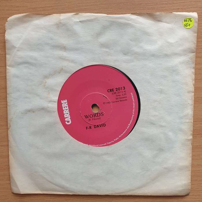 F-R David  Words - Vinyl 7" Record - Very-Good+ Quality (VG+) (verygoodplus7)