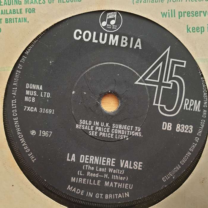 Mireille Mathieu  La Dernière Valse - Vinyl 7" Record - Very-Good+ Quality (VG+) (verygoodplus7)