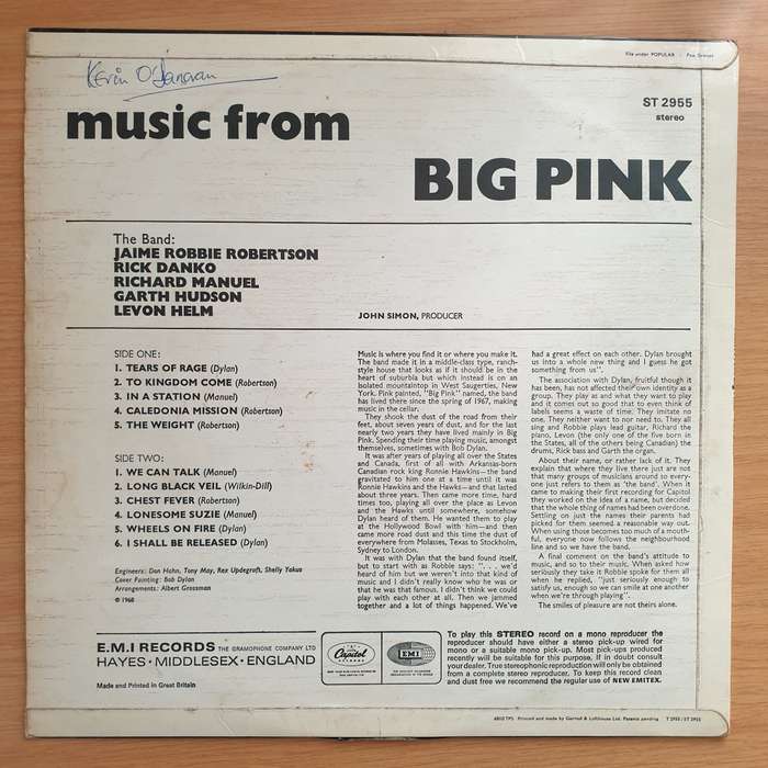 The Band  Music From Big Pink - Vinyl LP Record - Good+ Quality (G+) (gplus)