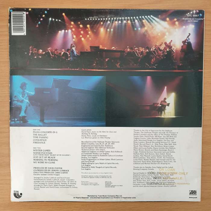 David Foster  The Symphony Sessions -  Vinyl LP Record - Very-Good+ Quality (VG+)