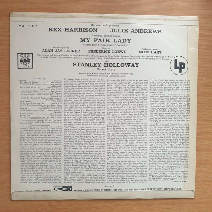 My Fair Lady - Rex Harrison Julie Andrews -  Vinyl LP Record - Very-Good+ Quality (VG+)