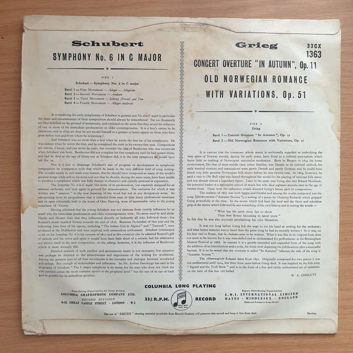 Sir Thomas Beecham, The Royal Philharmonic Orchestra, Schubert, Grieg  Symphony No. 6 In C Maj...