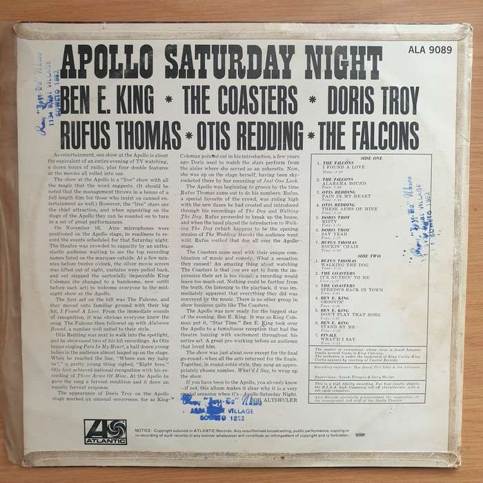 Apollo Saturday Night  Vinyl LP Record - Very-Good+ Quality (VG+) (verygoodplus)