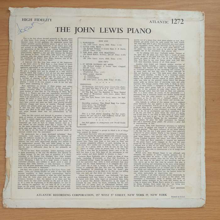 John Lewis  The John Lewis Piano - Vinyl LP Record - Very-Good- Quality (VG-) (minus)