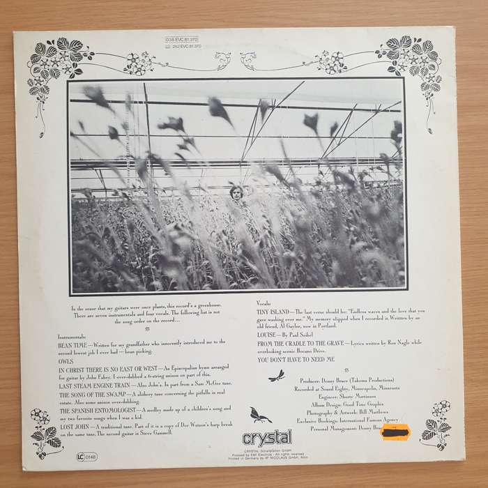 Leo Kottke  Greenhouse  - Vinyl LP Record  - Very-Good+ Quality (VG+)