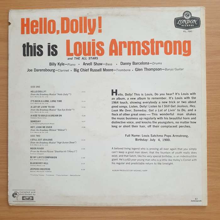 Louis Armstrong  Hello, Dolly! - Vinyl LP Record - Very-Good+ Quality (VG+)