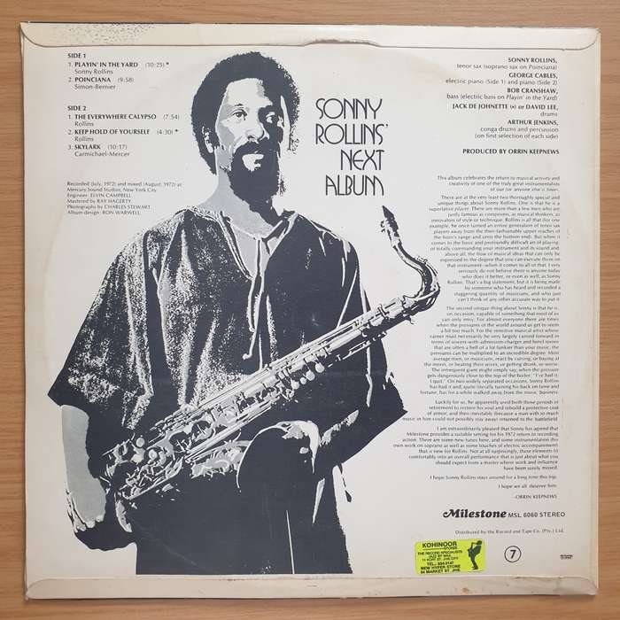Sonny Rollins  Next Album - Vinyl LP Record - Very-Good+ Quality (VG+) (verygoodplus)