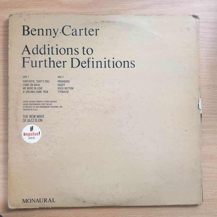 Benny Carter  Additions To Further Definitions  Vinyl LP Record - Very-Good Quality (VG) (v...