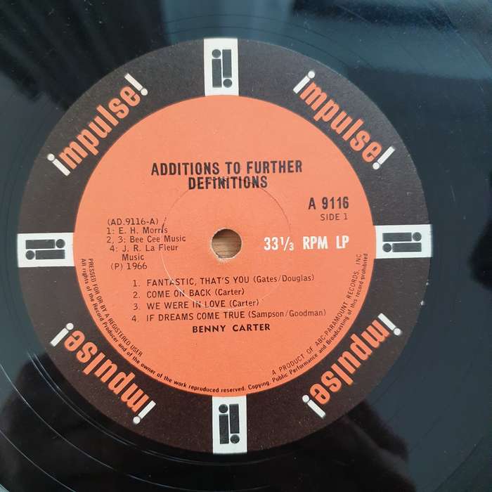 Benny Carter  Additions To Further Definitions  Vinyl LP Record - Very-Good Quality (VG) (v...
