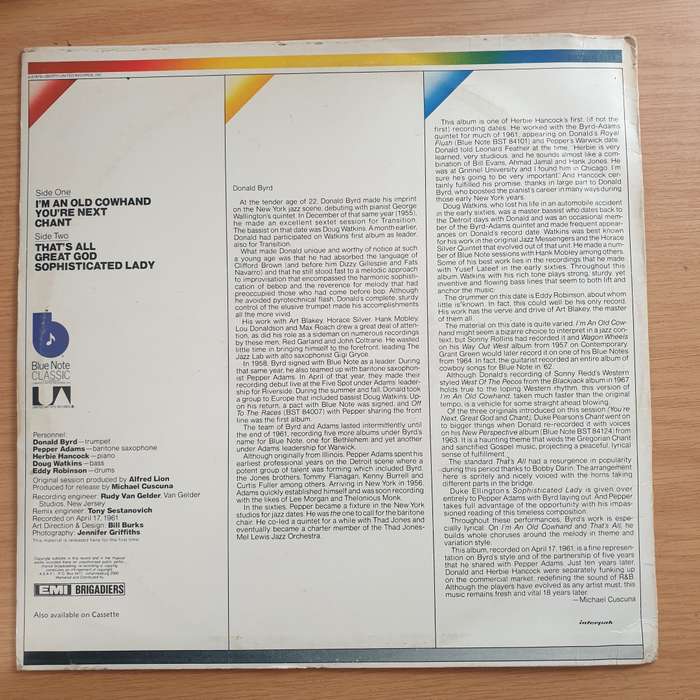 Donald Byrd  Chant  Vinyl LP Record - Very-Good+ Quality (VG+) (verygoodplus)
