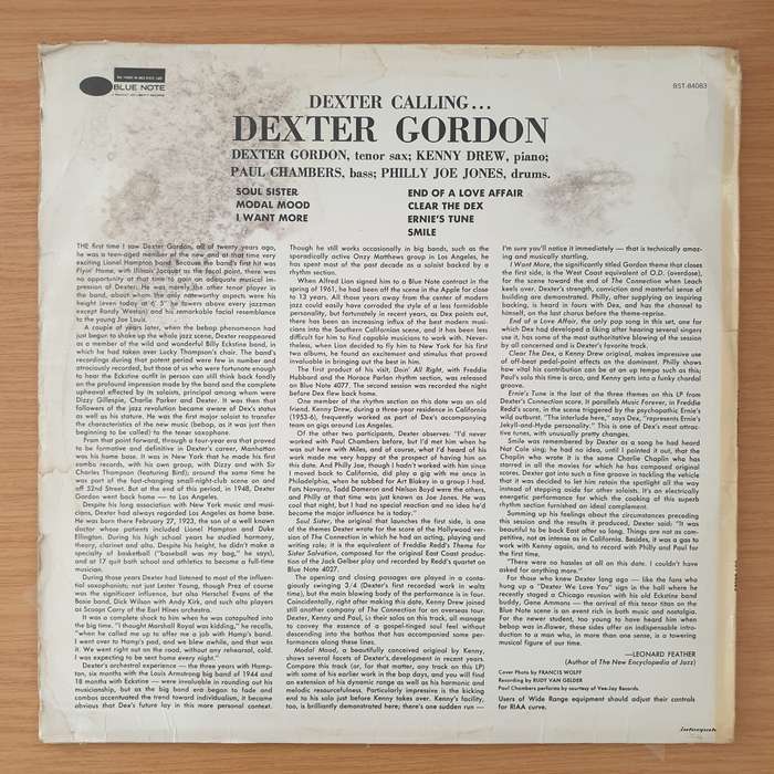 Dexter Gordon  Dexter Calling . . . - Vinyl LP Record - Very-Good+ Quality (VG+)