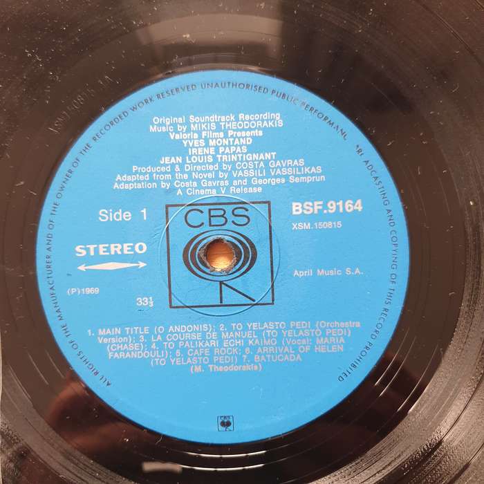 Mikis Theodorakis  Z (The Original Sound Track Recording) - Vinyl LP Record - Very-Good+ Quali...