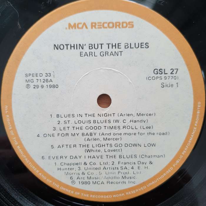 Earl Grant  Nothin' But The Blues - Vinyl LP Record - Very-Good+ Quality (VG+) (verygoodplus)