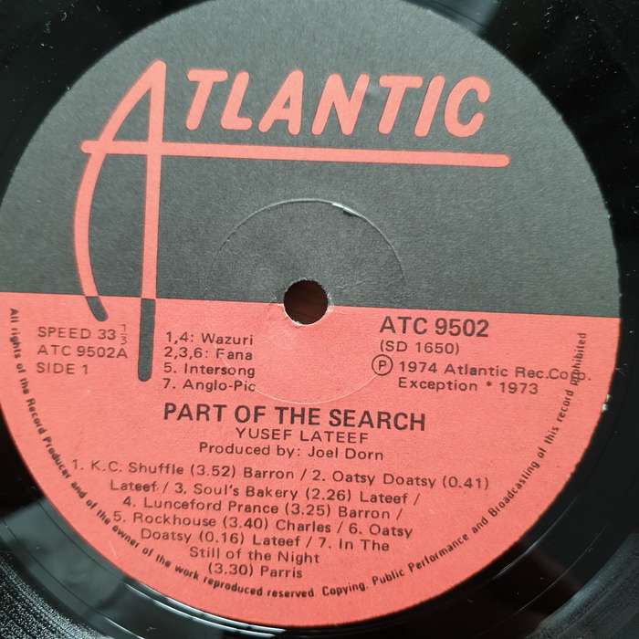 Yusef Lateef  Part Of The Search -  Vinyl LP Record - Very-Good+ Quality (VG+)