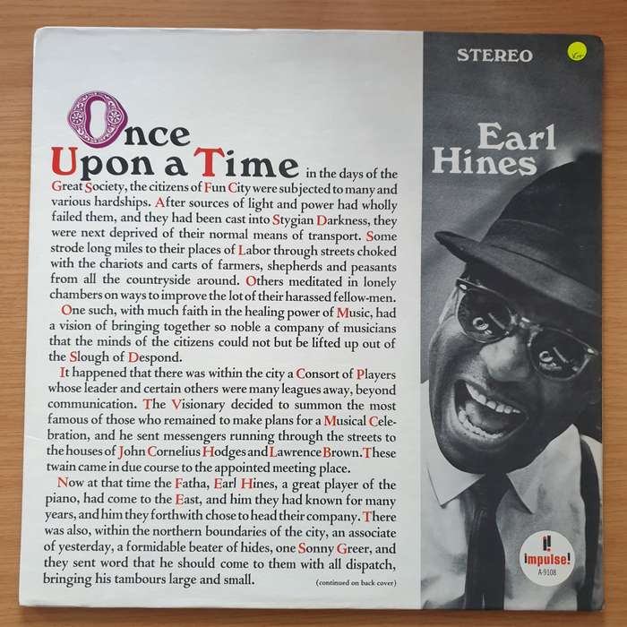 Earl Hines  Once Upon A Time  Vinyl LP Record - Very-Good+ Quality (VG+)