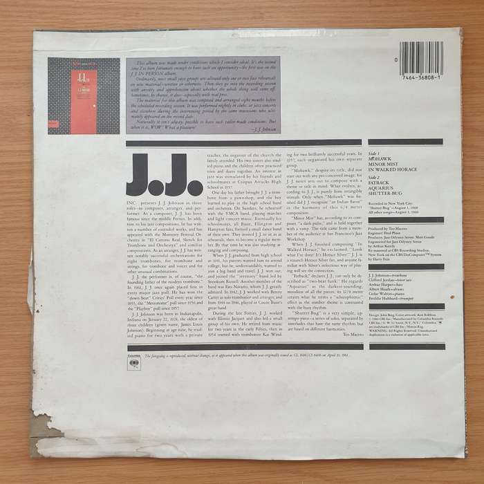 J.J. Johnson Sextet  J.J. Inc. - Vinyl LP Record - Very-Good+ Quality (VG+)