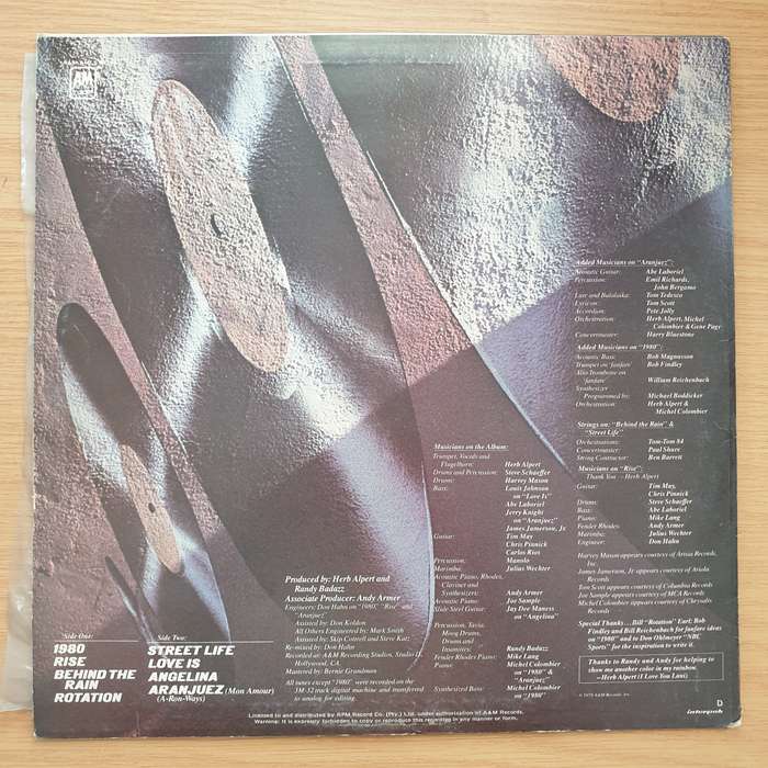 Herb Alpert - Rise - Vinyl LP Record - Very-Good- Quality (VG-) (minus)