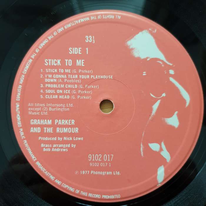 Graham Parker And The Rumour  Stick To Me - Vinyl LP Record - Very-Good+ Quality (VG+)