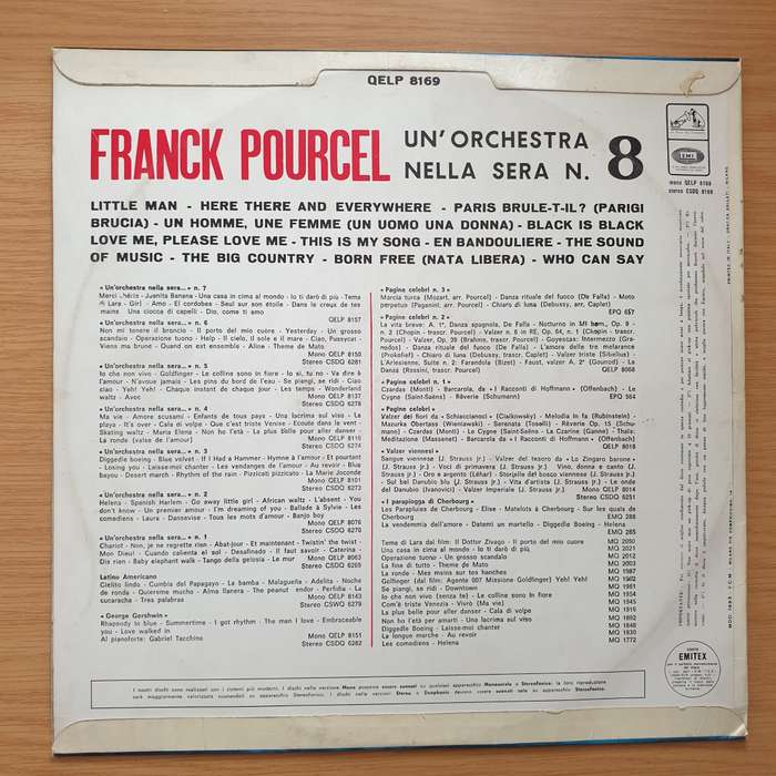 Franck Pourcel  Un'Orchestra Nella Sera N° 8  Vinyl LP Record - Very-Good+ Quality (VG+) (...