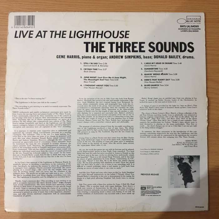 The Three Sounds  Live At The Lighthouse - Vinyl LP Record - Very-Good Quality (VG)  (verry)