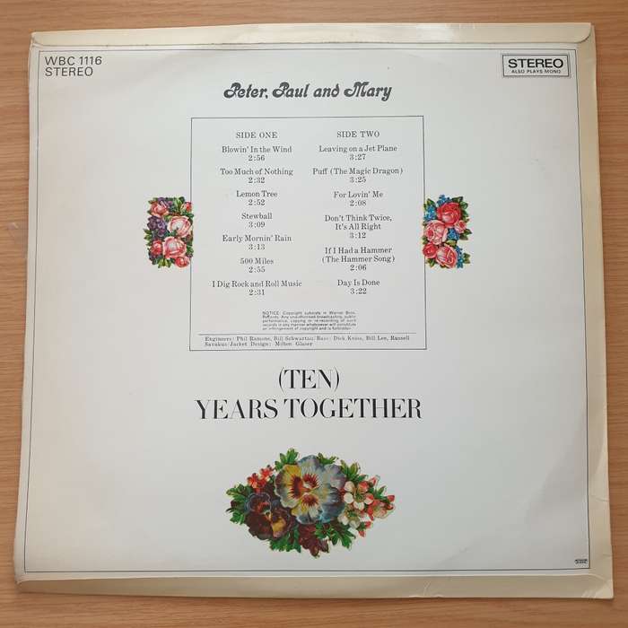 The Best Of Peter Paul and Mary - Ten Years Together - Vinyl LP Record - Very-Good+ Quality (VG+)...