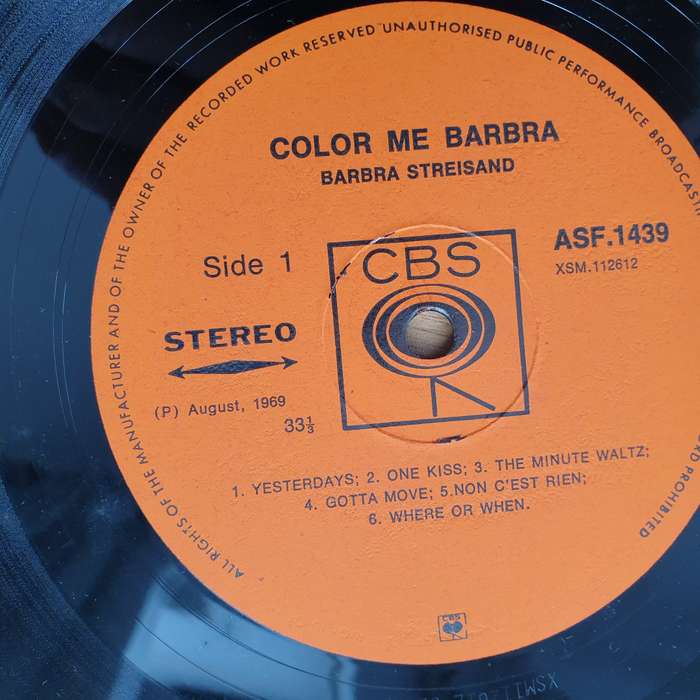 Barbra Streisand - Color Me Barbra  Vinyl LP Record - Very-Good+ Quality (VG+) (verygoodplus) ...