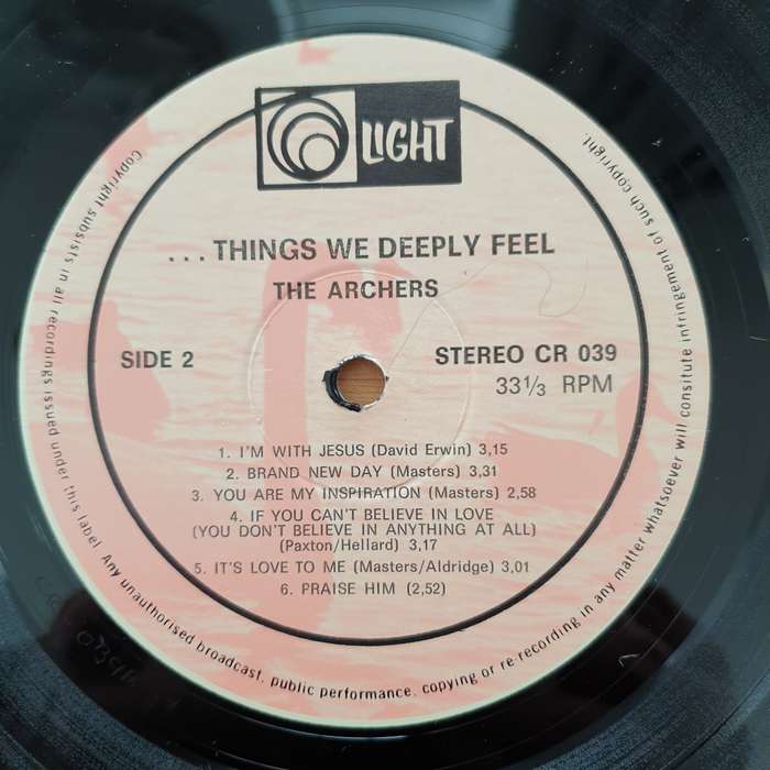 The Archers  Things We Deeply Feel -  Vinyl LP Record - Very-Good+ Quality (VG+)