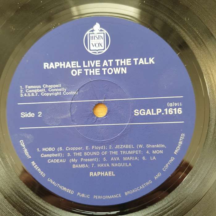 Raphael  Live At The Talk Of The Town   Vinyl LP Record - Very-Good+ Quality (VG+)