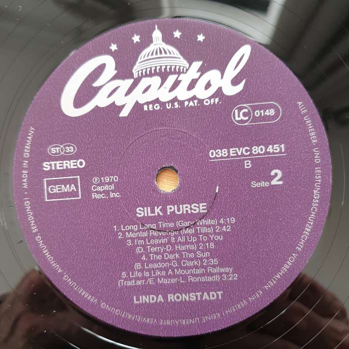 Linda Ronstadt  Silk Purse - Vinyl LP Record - Very-Good+ Quality (VG+) (verygoodplus)