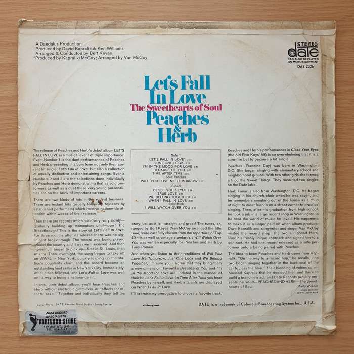 Peaches & Herb  Let's Fall In Love -  Vinyl LP Record - Very-Good Quality (VG)  (verry)