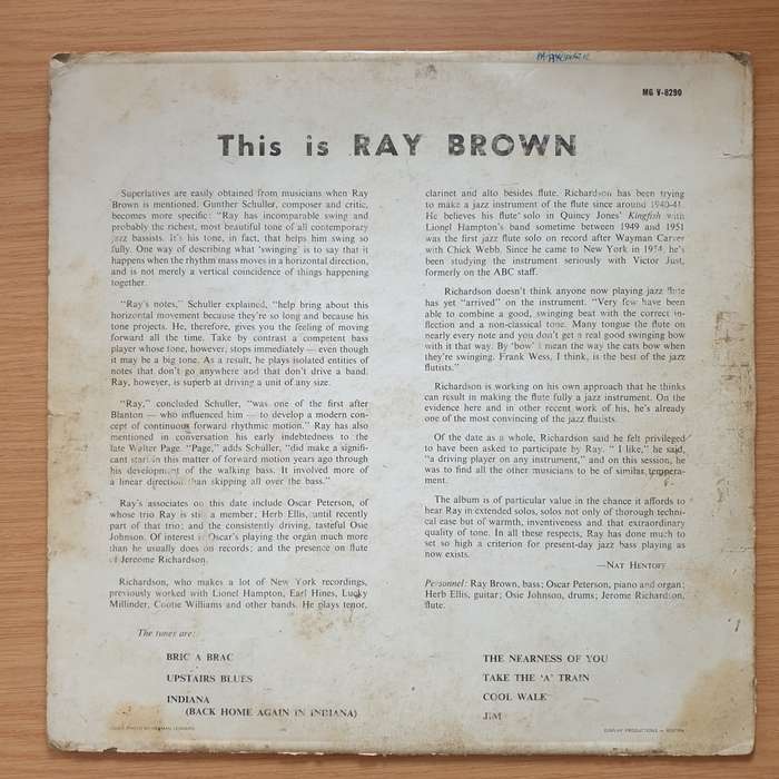 Ray Brown  This Is Ray Brown - Vinyl LP Record - Good+ Quality (G+) (gplus)