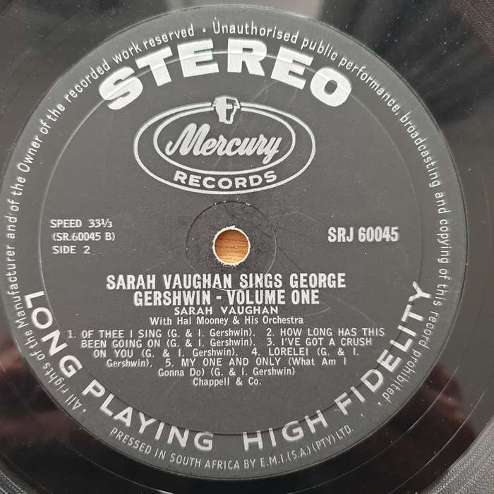 Sarah Vaughan  Sarah Vaughan Sings George Gershwin - Vinyl LP Record - Good+ Quality (G+) (gplus)