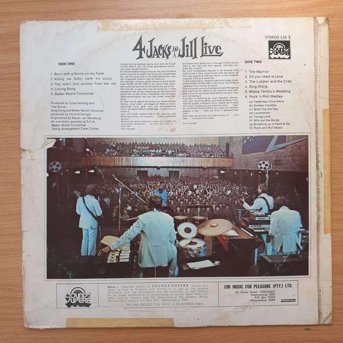 4 (Four) Jacks and a Jill - Live - Vinyl LP Record - Very-Good- Quality (VG-) (minus)