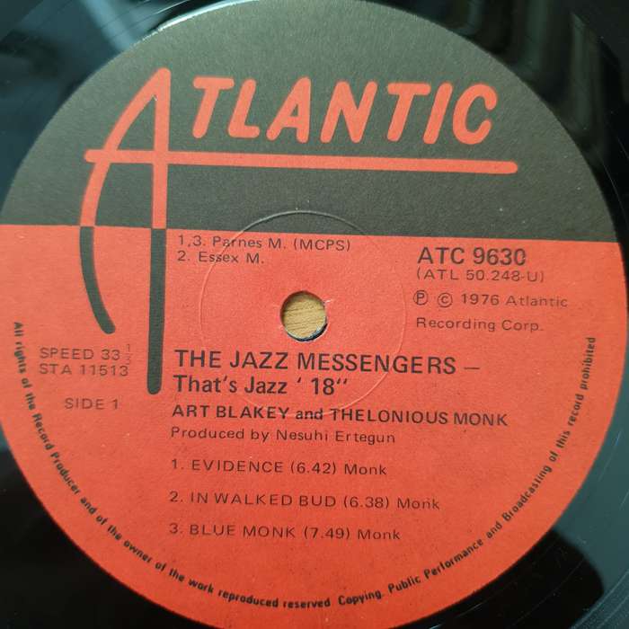 Art Blakey and Thelonious Monk -  The Jazz Messengers - That's Jazz  Vinyl LP Record - Very...