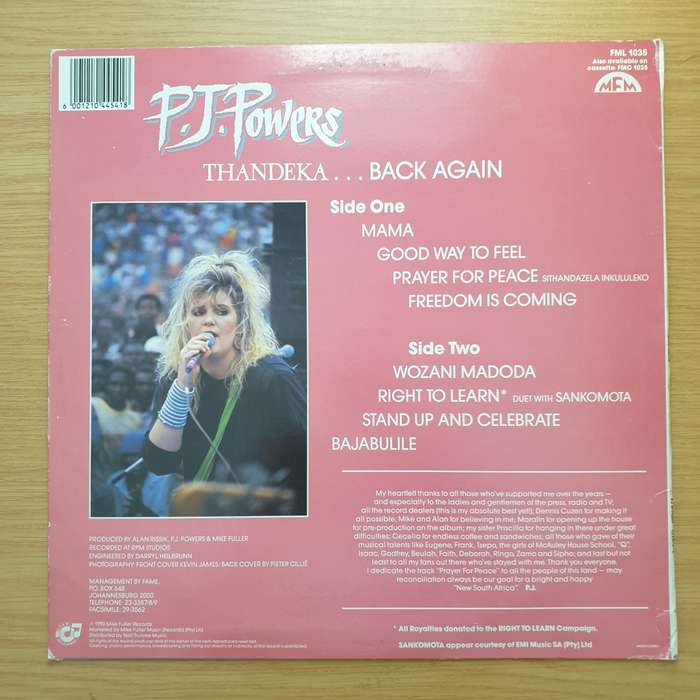 P.J. Powers  Thandeka... Back Again - Vinyl LP Record - Very-Good+ Quality (VG+) (verygoodp...