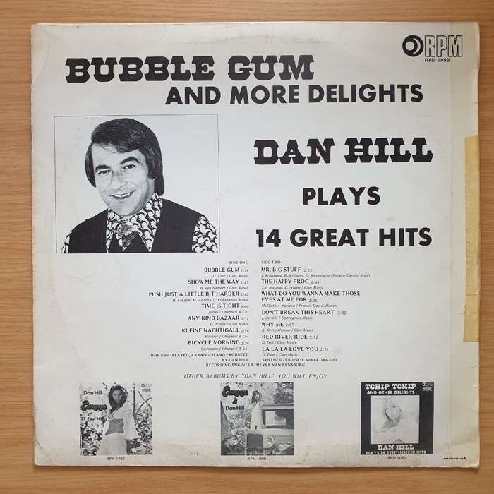 Dan Hill - Bubble Gum and More Delights  - Vinyl LP Record - Very-Good- Quality (VG-) (minus)