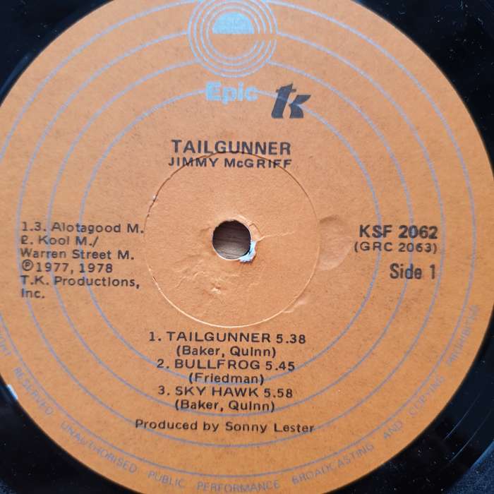 Jimmy McGriff  Tailgunner  Vinyl LP Record - Very-Good+ Quality (VG+)