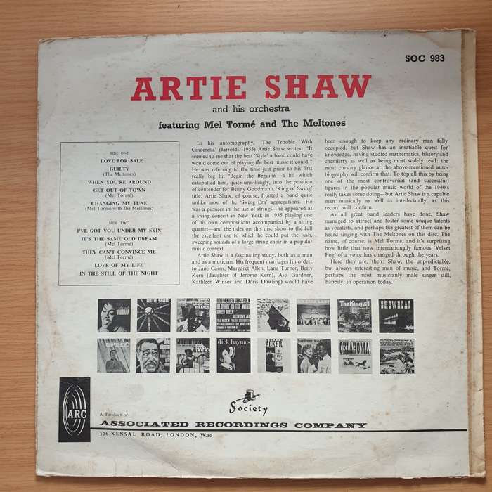 Artie Shaw And His Orchestra Featuring Mel Tormé And The Meltones - Vinyl LP Record - Very-Good+...