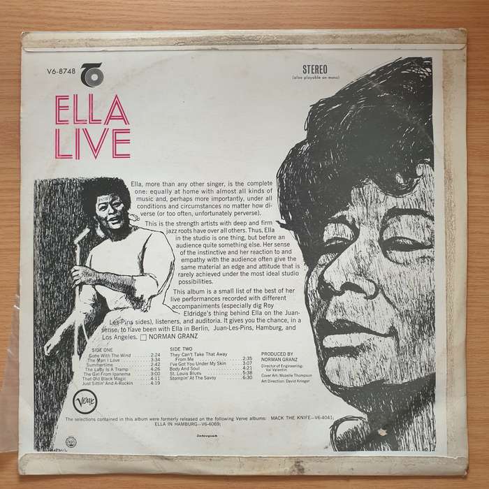 Ella Fitzgerald  Ella Live - Vinyl LP Record - Very-Good+ Quality (VG+) (verygoodplus)
