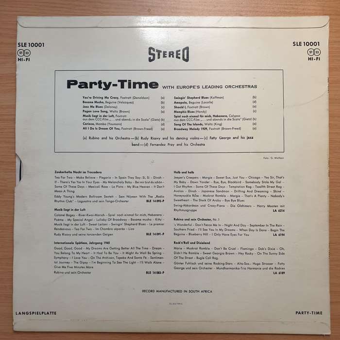 Party-Time with Europe's Leading Orchestras  - Vinyl LP Record - Very-Good Quality (VG)  (verry)