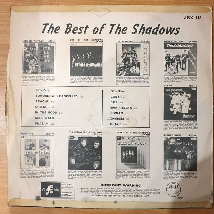 The Shadows  The Best Of The Shadows - Vinyl LP Record - Very-Good Quality (VG)  (verry)