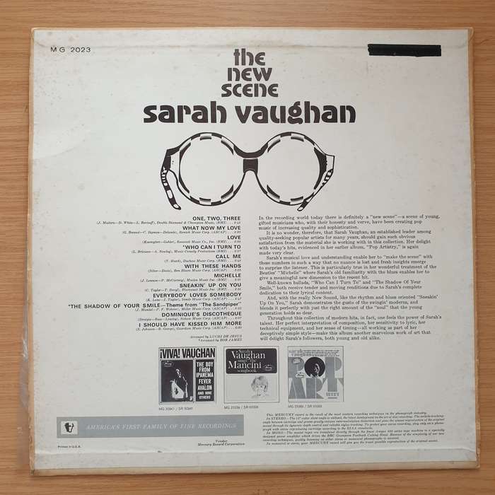 Sarah Vaughan  The New Scene  Vinyl LP Record - Very-Good+ Quality (VG+) (verygoodplus)