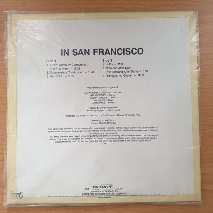 The Cannonball Adderley Quintet In San Francisco - Vinyl LP Record - Very-Good+ Quality (VG+) (ve...