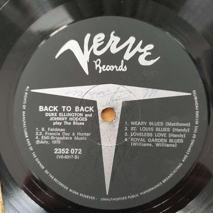 Back To Back - Duke Ellington And Johnny Hodges Play The Blues - Vinyl LP Record - Good+ Quality ...