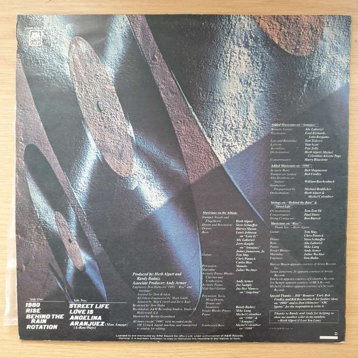 Herb Alpert  Rise (Rhodesia/Zimbabwe) (Very rare) - Vinyl LP Record - Very-Good+ Quality (VG+)...